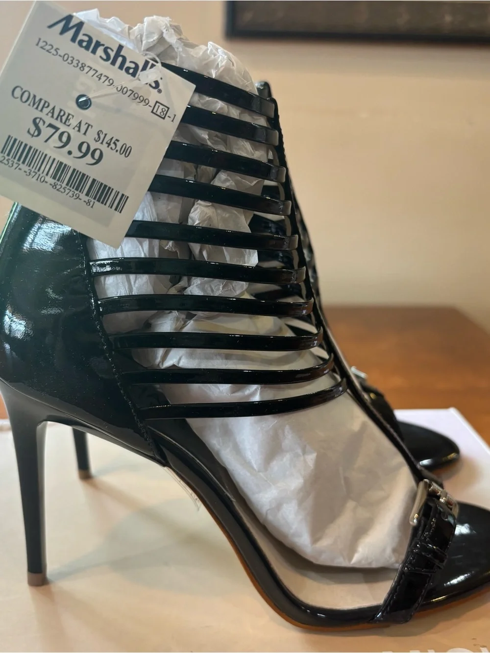 Michael Kors Black Patent Strappy Gladiator Heels Size 7